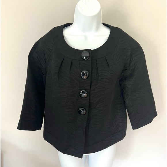 Michael Michael Kors black animal print 3/4 sleeve large button jacket small - Picture 3 of 9